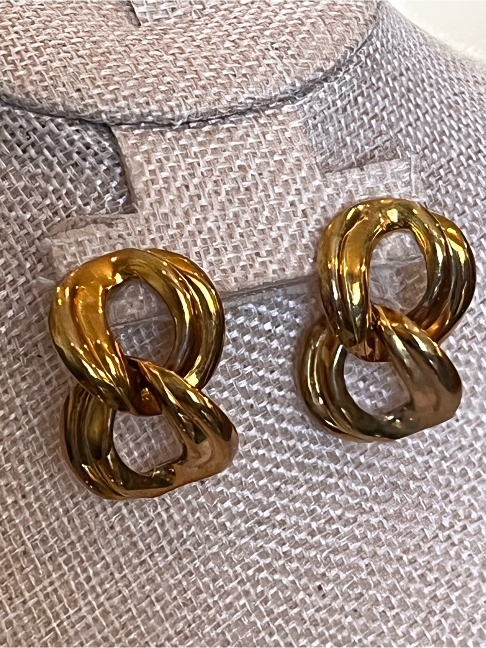 Estate Gold Interlocking Link Earrings - Women Jewelry
